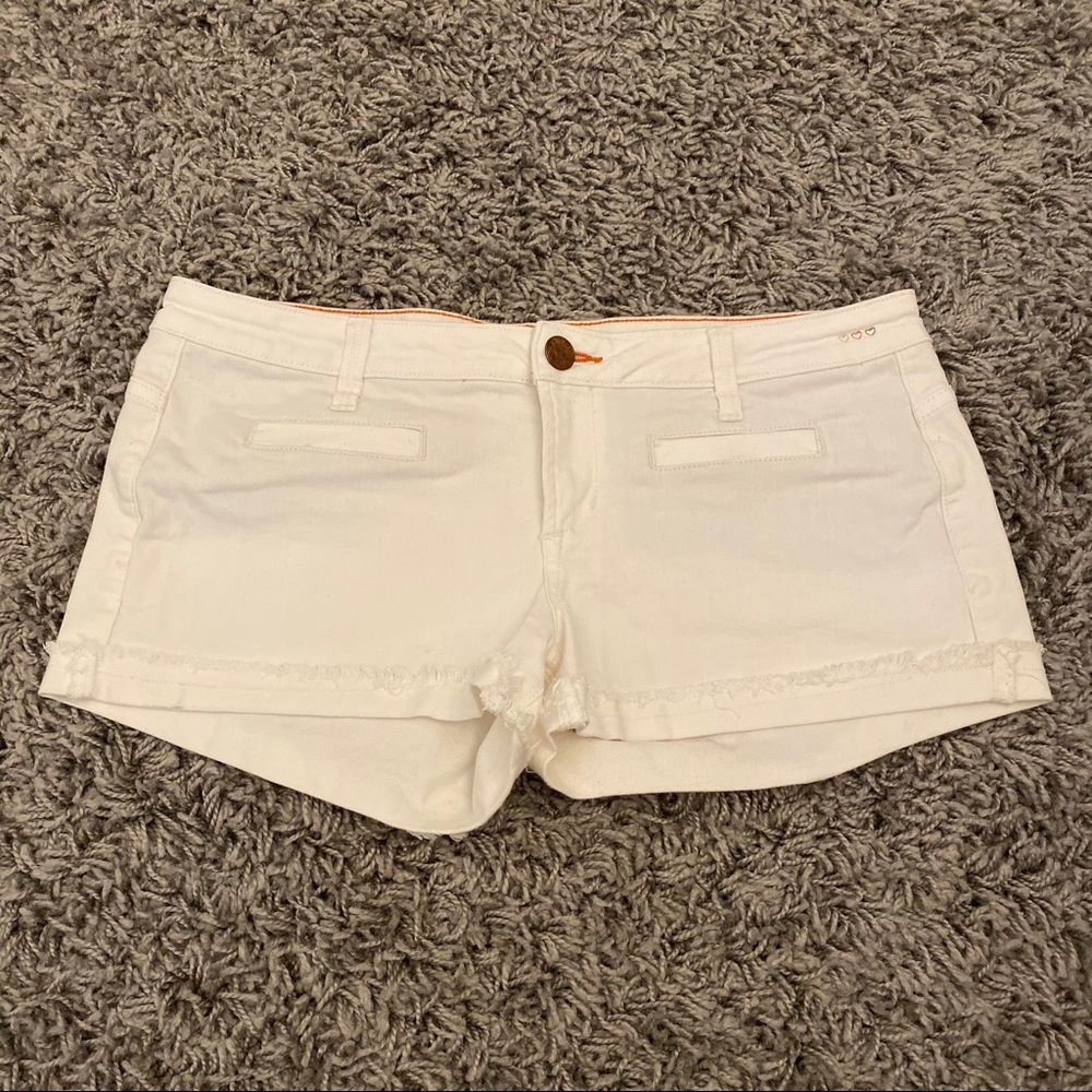 Dittos White Low Rose Denim Shorts
